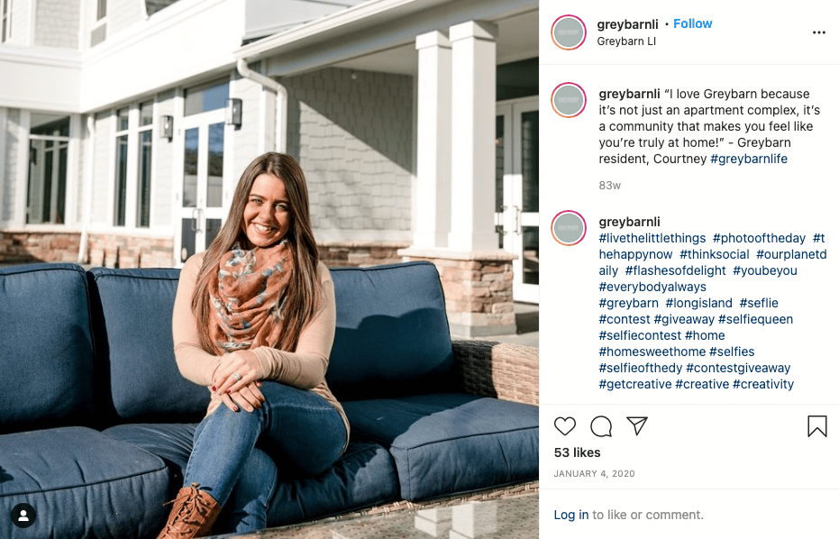instagram screenshot of resident testimonial